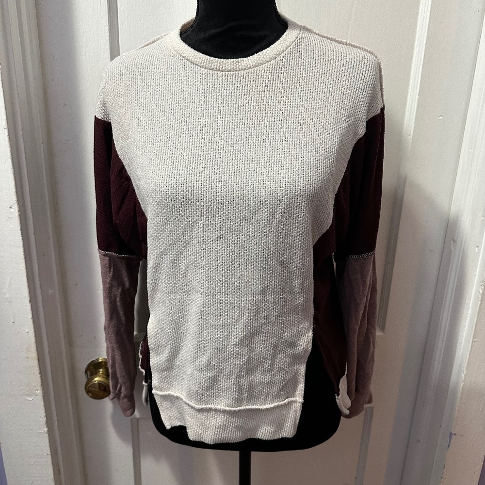 SugarFox Colorblock‎ Waffle Sweater in S